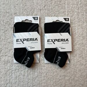 Thorlos Experia Silver Socks Unisex Med Black Arch Support Cushioned Breathable‎